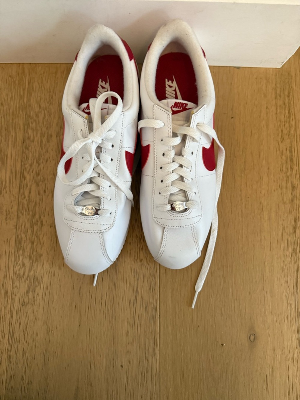 NEVER WORN Nike Cortez White Tennis Shoes with Red Swoosh